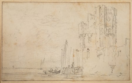 Attributed to Jan Josefsz. van Goyen (Dutch, 1596-1656) A River Landscape with a Castle Beyond