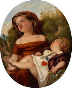 Gustav Pope (British, 1831-1910) Infant Slumbers Pure and Light, 1857