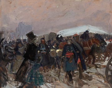 Charles Hoffbauer (French, 1875-1957) Advancing Infantry