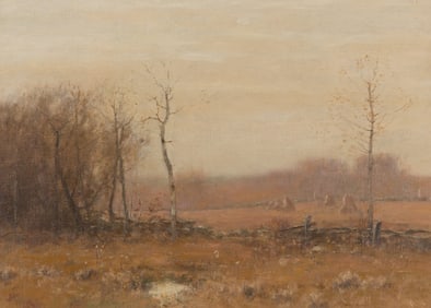Bruce Crane (American, 1857-1937) Landscape with Haystacks