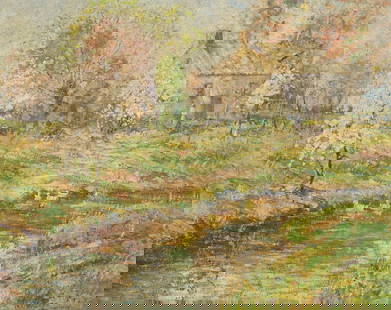 Albert Van Nesse Greene (American, 1887-1971) Bend in the River: Albert Van Nesse Greene (American, 1887-1971) Bend in the River oil on canvas 25 1/2 x 32 in. This lot is located in Philadelphia. Private Collection, New York.
