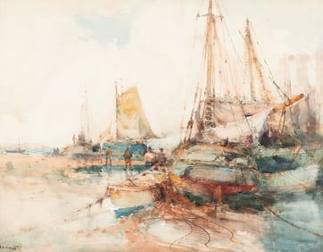Harry Aiken Vincent (American, 1864-1931) Harbor Scene
