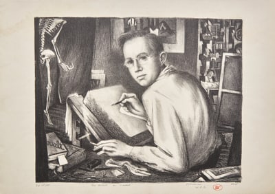 Benton Murdoch Spruance (American, 1904–1967) The Artist as Model (Self Portrait at Stone),