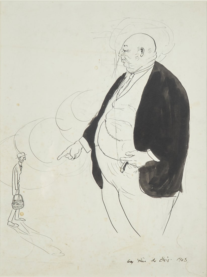 Guy Pène du Bois (American 1884-1958) Fat Man with Cigar; and Portrait of Chaliapin in Barber (1 of 3)