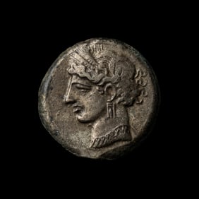 [ANCIENTS] ZEUGITANA. Carthage. Hannibal Barca (210-205). Billon Tridrachm or One-and-a-Half Shekel.