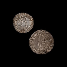 [ENGLAND] A Henry VIII Groat (2.7 g) and a Charles I Shilling [Anchor Mark, 1628] (5.9 g); Two Coins