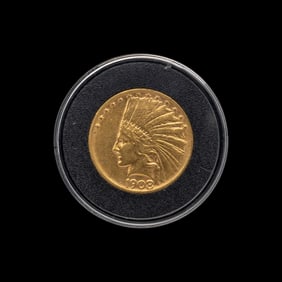 A 1908-D Indian Head: No Motto $10 Gold Coin