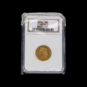 An 1836 Classic Head $5 Gold Coin [NGC AU50]