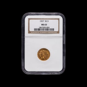 A 1927 Indian Head $2.50 Gold Coin [NGC MS63]