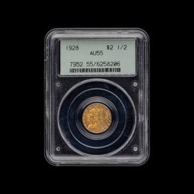 A 1928 Indian Head $2.50 Gold Coin (PCGS AU55]