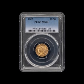 A 1929 Indian Head $2.50 Gold Coin [PCGS MS64+]