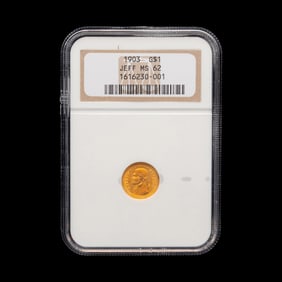 A 1903 Thomas Jefferson-Louisiana Purchase Commemorative $1 Gold Coin [NGC MS62]