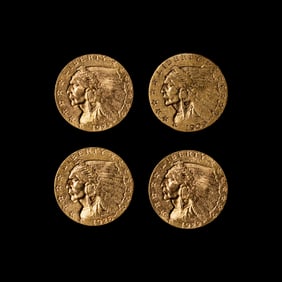A Group of Four Indian Head $2.50 Gold Coins