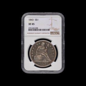 A 1843 Seated Liberty $1 Coin [NGC XF45]