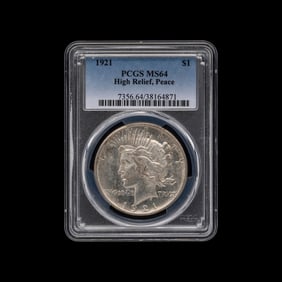 A 1921 Peace: High Relief $1 Coin [PCGS MS64]