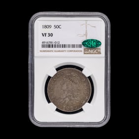 An 1809 Capped Bust 50c Coin [NGC VF30; CAC Green Sticker]