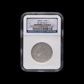An 1860-O Seated Liberty: SS Republic Shipwreck 50c Coin [NGC Shipwreck Effect]