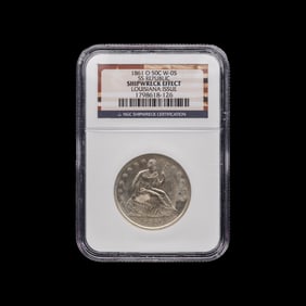 An 1861-O Seated Liberty: SS Republic Shipwreck 50c Coin [NGC Shipwreck Effect]