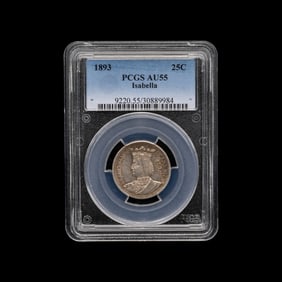 An 1893 Isabella Commemorative 25c Coin [PCGS AU55]