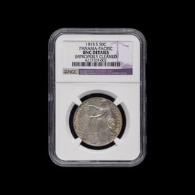 A 1915-S Panama-Pacific Exposition Commemorative 50c Coin [NGC Unc Details-Cleaned]