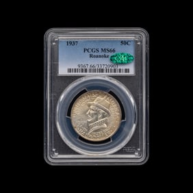 A 1937 Roanoke Commemorative 50c Coin [PCGS MS66; CAC Green Sticker]