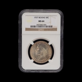 A 1937 Daniel Boone Commemorative 50c Coin [NGC MS64]