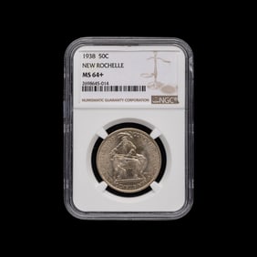 A 1938 New Rochelle Commemorative 50c Coin [NGC MS64+]