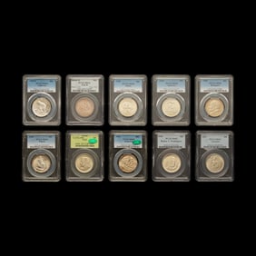 A Collection of Ten Graded Commemorative 50c Coins