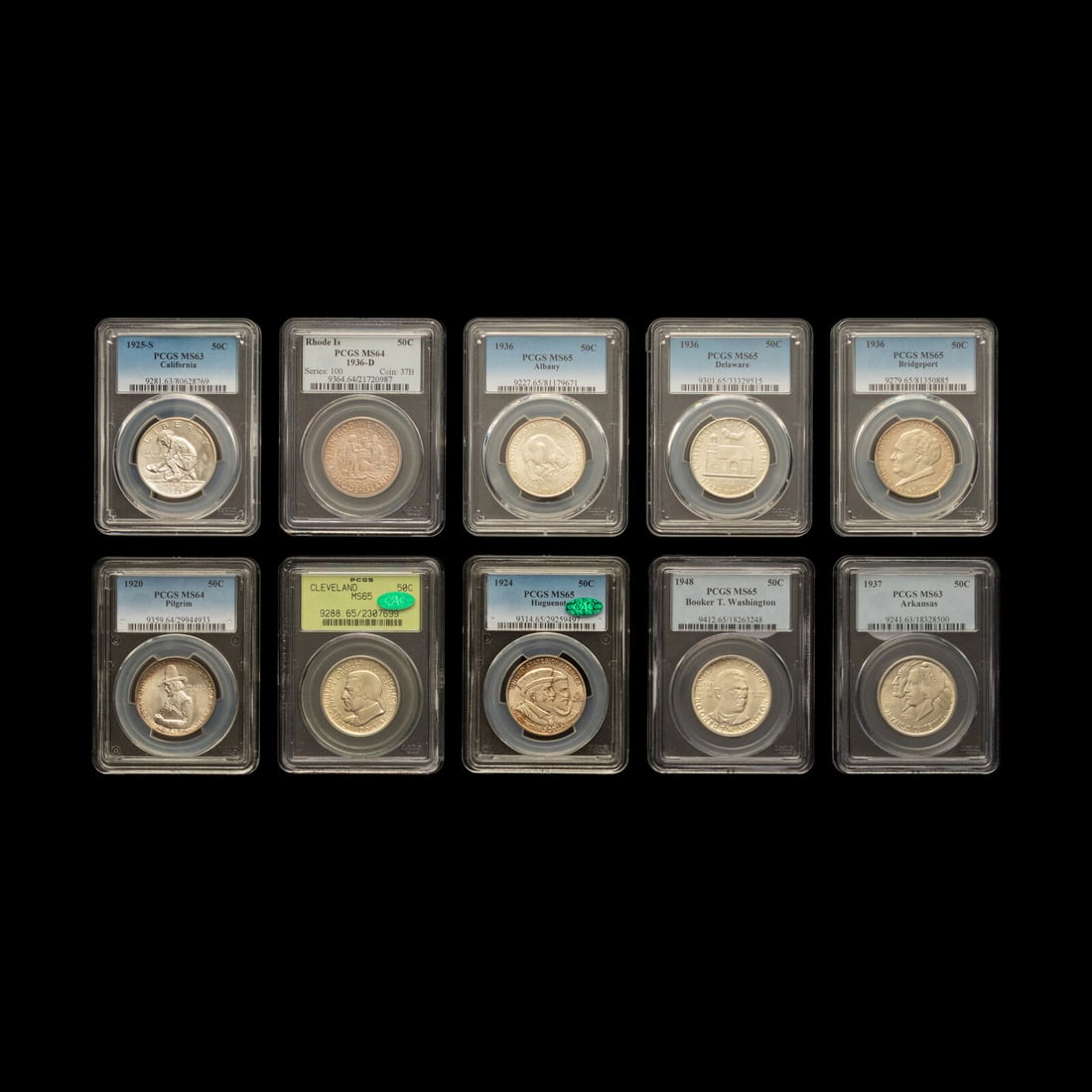 A Collection of Ten Graded Commemorative 50c Coins (1 of 2)