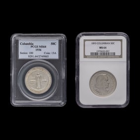 An 1893 Columbian Exposition Commemorative 50c Coin [NGC MS64] and a 1936 Columbia, SC Commemorative