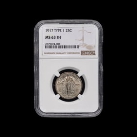 A 1917 Standing Liberty-Type 1 25c Coin [NGC MS63 FH]