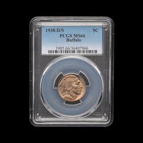 A 1938 D/S Buffalo 5c Coin [PCGS MS66]