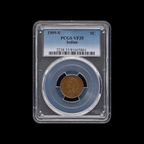 A 1909-S Indian Head 1c Coin [PCGS VF35]