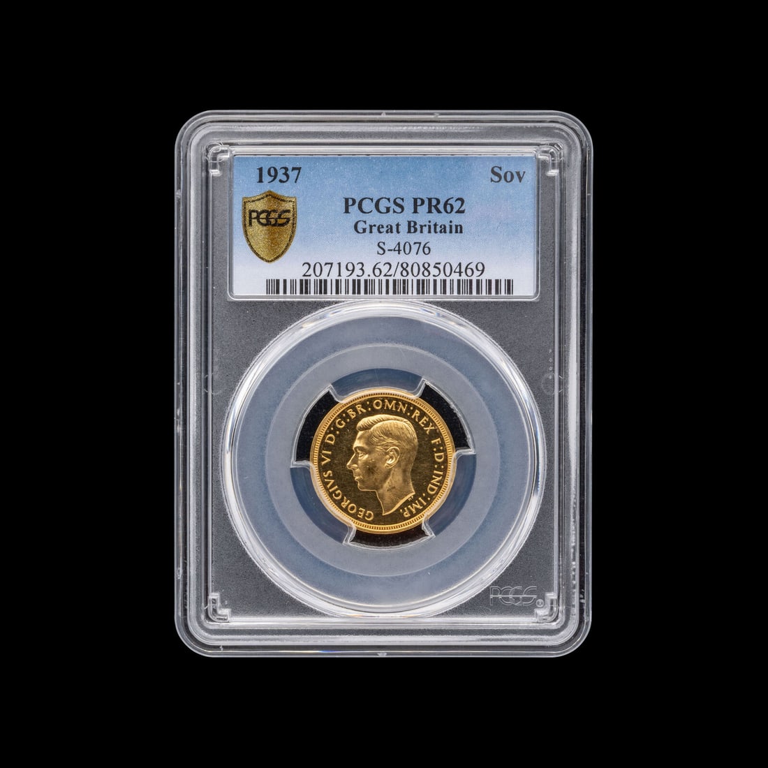 [GREAT BRITAIN] A 1937 George VI Gold Sovereign Proof [PCGS PR62] (1 of 2)