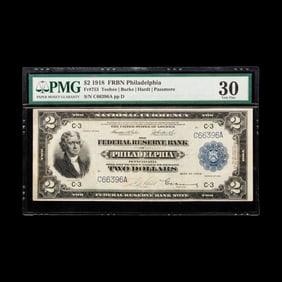 A Series 1918 Battleship $2 Federal Reserve Bank Note [PMG VF30]