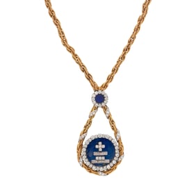 DIAMOND AND LAPIS LAZULI NECKLACE