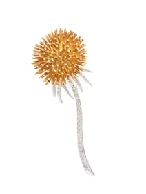 GOLD AND DIAMOND DANDELION BROOCH
