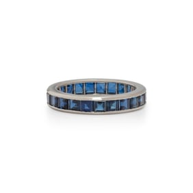 OSCAR HEYMAN, SAPPHIRE AND PLATINUM ETERNITY BAND