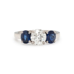 SPAULDING & CO., DIAMOND AND SAPPHIRE RING
