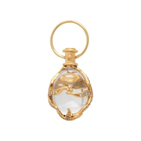 TEMPLE ST. CLAIR, YELLOW GOLD AND ROCK CRYSTAL 'MEDIUM DIAMOND SEA STAR AMULET' PENDANT