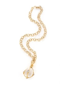 TEMPLE ST. CLAIR, YELLOW GOLD AND ROCK CRYSTAL 'LARGE BLUE MOON AMULET' AND 'ARNO' CHAIN