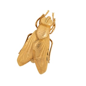 FRENCH, ANTIQUE, YELLOW GOLD INSECT BROOCH