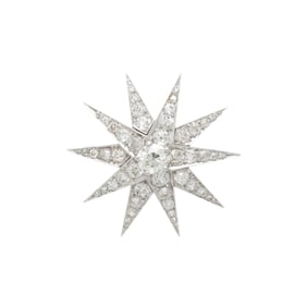 ANTIQUE, DIAMOND STAR BROOCH