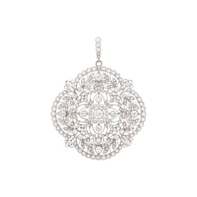 EDWARDIAN, PLATINUM AND DIAMOND PENDANT