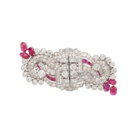 ART DECO, DIAMOND AND RUBY DRESS CLIPS