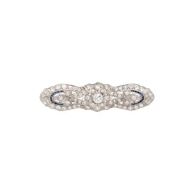 ART DECO, DIAMOND AND SYNTHETIC SAPPHIRE BROOCH