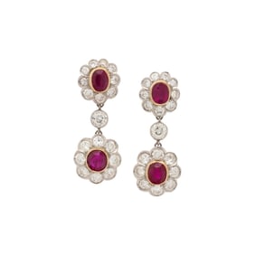 BURMESE RUBY AND DIAMOND EARRINGS