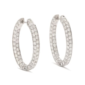 WHITE GOLD AND DIAMOND HOOP EARRINGS