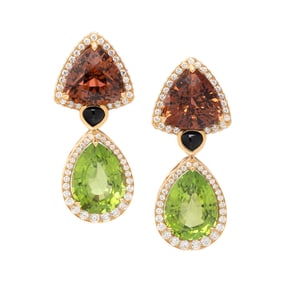 MARINA B., PERIDOT, TOURMALINE, AND DIAMOND 'ABUNDANTIA' EARRINGS