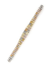COLORED DIAMOND AND DIAMOND BRACELET